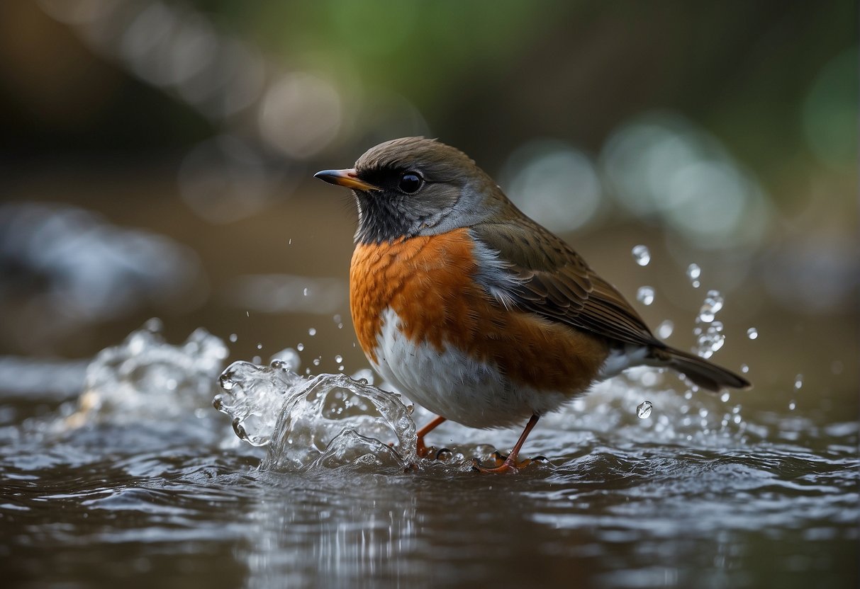 How do robins bathe?