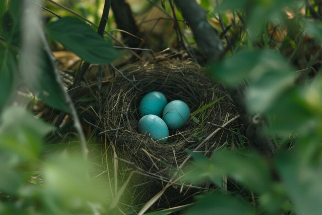 Red Robins Blue Eggs In Wildlife