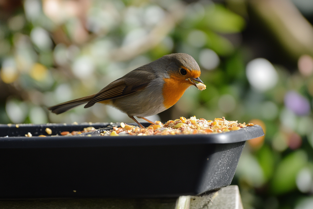 zoom photo robin bird eating